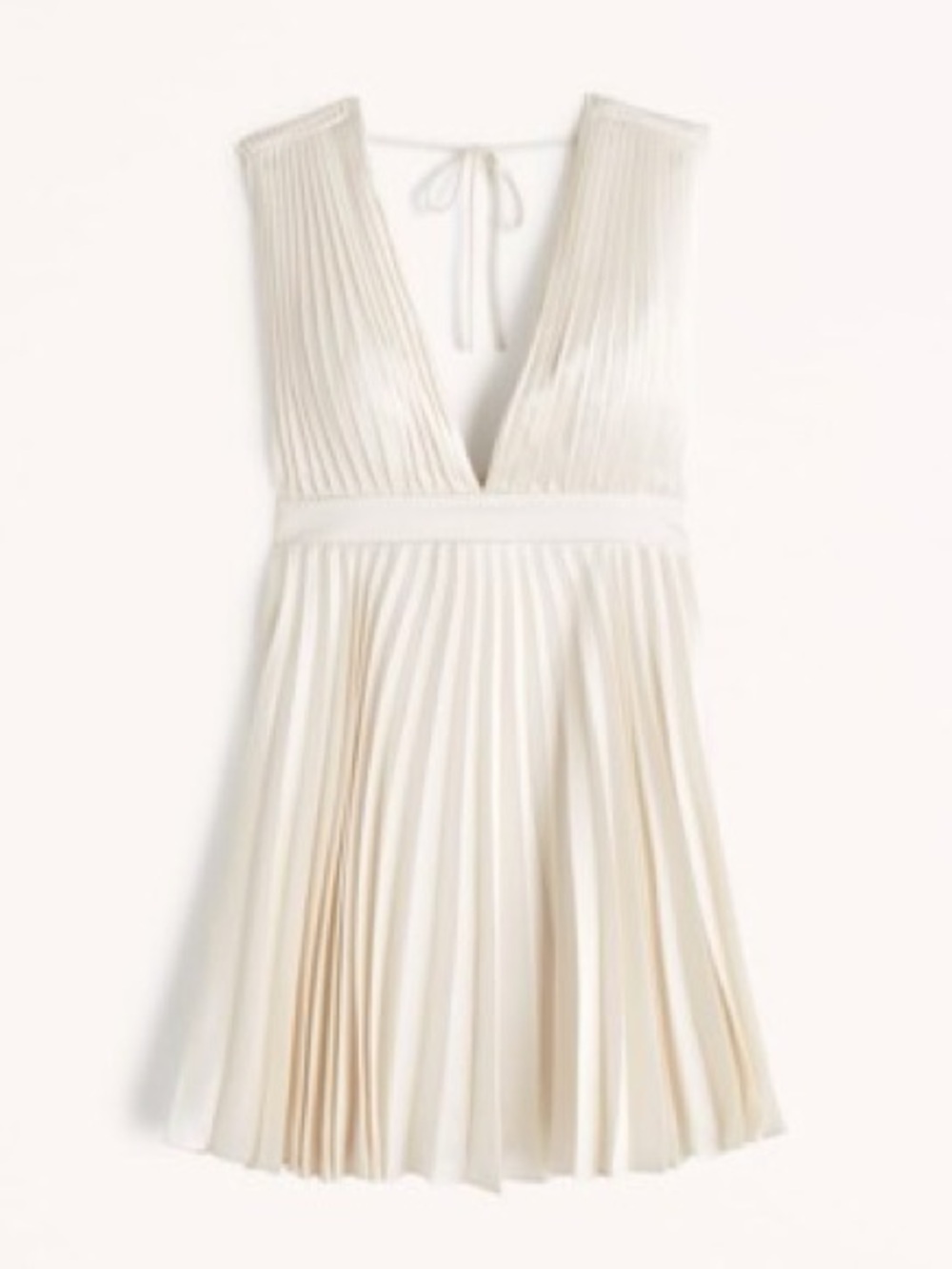 Abercrombie & Fitch Ivory Pleated V-Neck Mini Dress